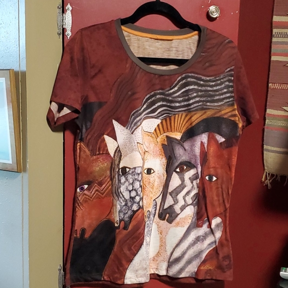 Laurel Burch Tops - Laurel Burch horses shirt